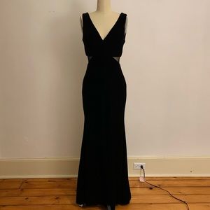 Aqua Velvet Gown w/ cut-outs
